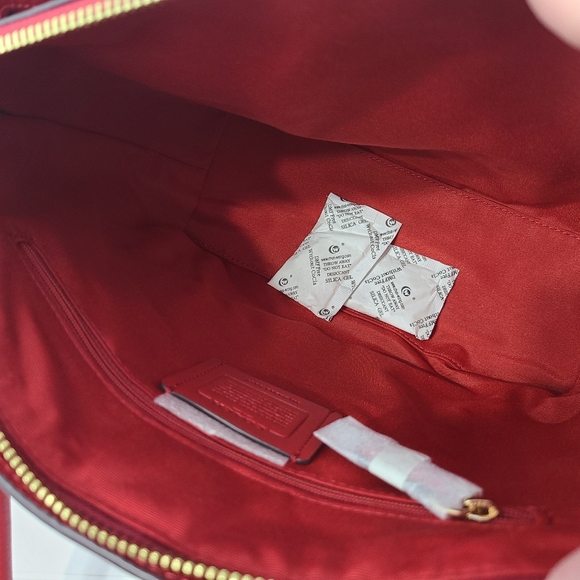 Coach Pebbled Leather Remi Satchel Crossbody NWT Electric Red Goldtone Handbag - Picture 13 of 14